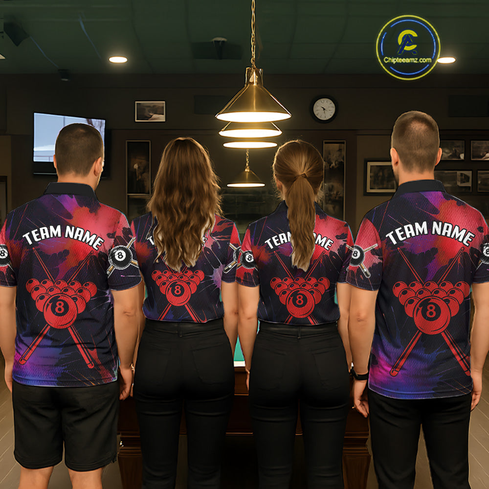 Grunge Paint Splatter Pink Ball 8 Billiard Shirts For Men Personalized Billiard Attire Gifts NYN2789