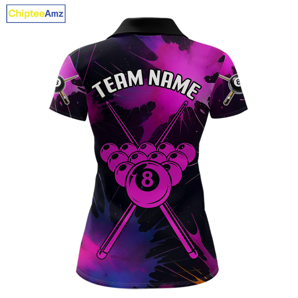 Grunge Paint Splatter Pink Ball 8 Billiard Shirts For Women Personalized Billiard Attire Gifts NYN2789