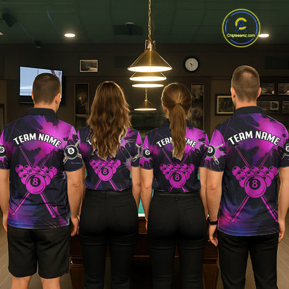 Grunge Paint Splatter Pink Ball 8 Billiard Shirts For Women Personalized Billiard Attire Gifts NYN2789