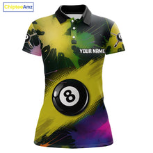 Load image into Gallery viewer, Grunge Paint Splatter Yellow Ball 8 Billiard Shirts For Women Personalized Billiard Attire Gifts NYN2790