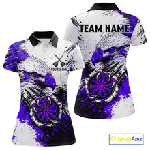 Load image into Gallery viewer, Custom Purple Grunge Eagle Scratch Dartboard Women Darts Polo &amp; 1/4-Zip Shirts Dart Team Jerseys NYN2796