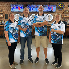 Load image into Gallery viewer, Custom Blue Grunge Eagle Scratch Dartboard Women Darts Polo &amp; 1/4-Zip Shirts Dart Team Jerseys NYN2797