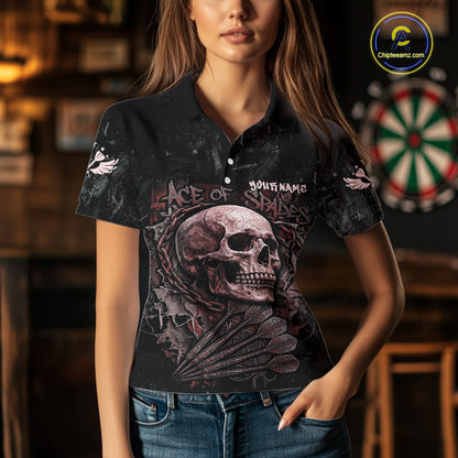 Red Graffiti Grunge Skull Darts Shirt For Women Custom Name & Team Skull Dart Outfit Jerseys NYN3985