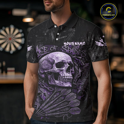 Purple Graffiti Grunge Skull Darts Shirt For Men Custom Name & Team Skull Dart Outfit Jerseys NYN3987