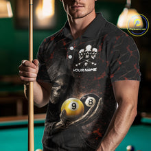 Load image into Gallery viewer, Red Grunge Grim Reaper Hold 8 Ball &amp; 9 Ball Pool Men Billiard Shirt Custom Billiard Team Attire NYN2639