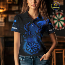 Load image into Gallery viewer, Blue Spider Women's Grunge Darts Shirt Smoke Dartboard - Custom Name For Darts Jersey NYN0468