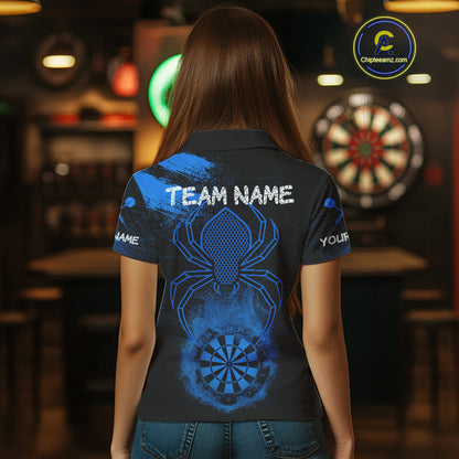 Blue Spider Women's Grunge Darts Shirt Smoke Dartboard - Custom Name For Darts Jersey NYN0468