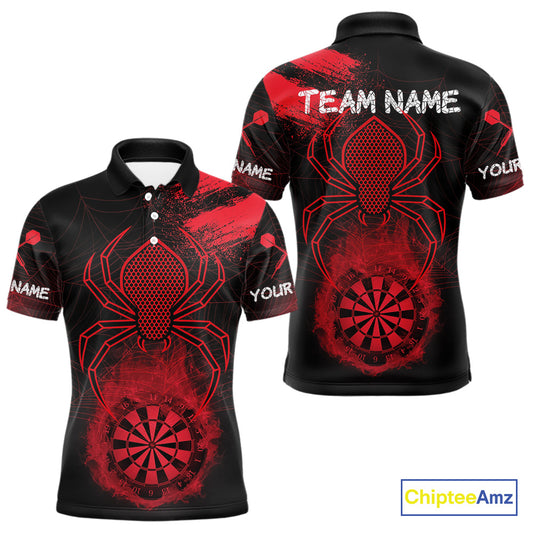 Red Spider Men's Grunge Darts Shirt Smoke Dartboard - Custom Name For Darts Jersey NYN0469