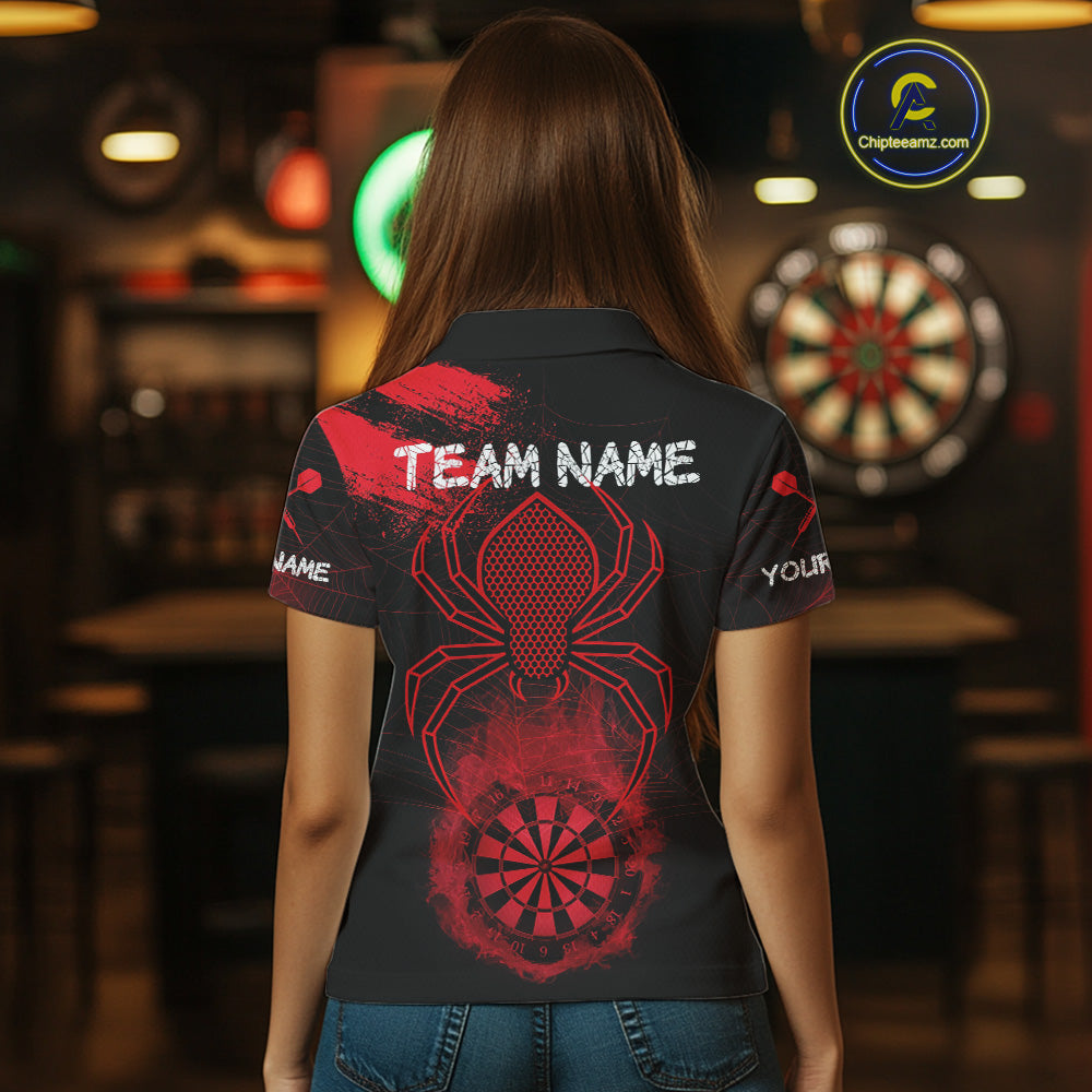 Red Spider Women's Grunge Darts Shirt Smoke Dartboard - Custom Name For Darts Jersey NYN0469