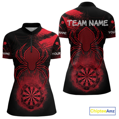 Red Spider Women's Grunge Darts Shirt Smoke Dartboard - Custom Name For Darts Jersey NYN0469