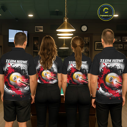 Lightning Red Billiard 8 Ball & 9 Ball Shirt For Women Custom Grunge Pool Team Billiard Jersey NYN3441