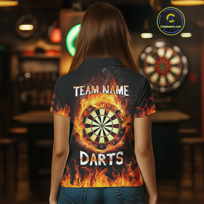 Fire Skull Multi-Flame Dartboard Custom Dart Shirts For Women, Dart Team Jerseys NYN0240