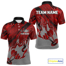Load image into Gallery viewer, Custom Grunge Red And Grey Halftone Men Darts Polo Team Shirt Dart League Jerseys NYN2178