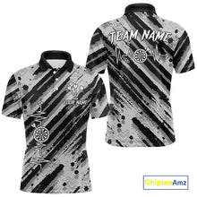 Load image into Gallery viewer, Custom Black Grey Grunge Streaks Skull Men Darts Polo Team Shirt Skull Dart League Jerseys NYN2180