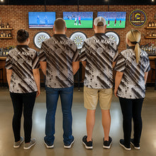 Load image into Gallery viewer, Custom Black Grey Grunge Streaks Skull Men Darts Quarter-Zip Team Shirt Skull Dart League Jerseys NYN2180