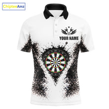 Load image into Gallery viewer, Black And White Splatter Dartboard Men Darts Polo &amp; 1/4-Zip Shirts Custom Outfits Darts Team Jersey NYN3036