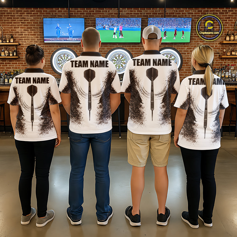 Black And White Splatter Dartboard Women Darts Polo & 1/4-Zip Shirts Custom Outfits Darts Team Jersey NYN3036
