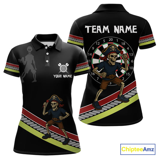 Women's Custom Dart Shirt With Skeleton Holding Dart Arrow And Colorful Dartboard NYN0252