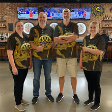 Load image into Gallery viewer, Personalized Gold Tribal Shark Custom Darts Quarter-Zip Shirts For Women Tribal Dart League Jerseys NYN2183