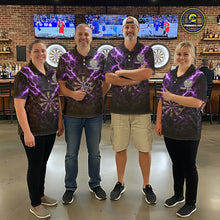 Load image into Gallery viewer, Thunder Lightning Purple Cracked Skull Dartboard Dart Polo Shirts For Men Custom Dart Team Shirts NYN2676
