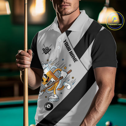 Black Grey Funny Beer Runner 8 Ball Men Billiards Shirt Personalized Pool Balls Billiard Team Names NYN2680