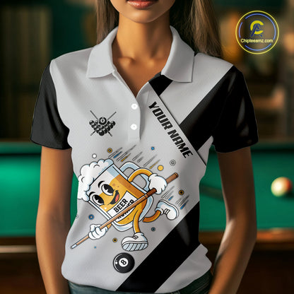 Black Grey Funny Beer Runner 8 Ball Women Billiards Shirt Personalized Pool Balls Billiard Team Names NYN2680