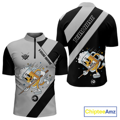Black Grey Funny Beer Runner 8 Ball Men Billiards Shirt Personalized Pool Balls Billiard Team Names NYN2680