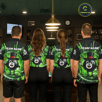 Funny Patrick Day 8 Ball Pool Men's Billiard Polo & 1/4 Zip Shirt Custom Shamrock Billiard Attire NYN2479