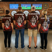 Load image into Gallery viewer, Black &amp; Red Splatter Grim Reaper Hold Dartboard Dart 1/4-Zip Shirts For Women Custom Dart Team Shirts NYN2681