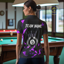 Load image into Gallery viewer, Black And Purple Geometric Crown 8 Ball Billiard Pool Shirt For Women Custom Billiard Team Jersey NYN3217
