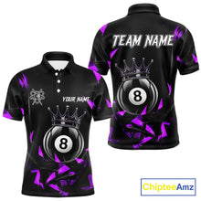 Load image into Gallery viewer, Black And Purple Geometric Crown 8 Ball Billiard Pool Shirt For Men Custom Billiard Team Jersey NYN3217