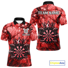 Load image into Gallery viewer, Red Crown Dartboard Claws Skull men's dart polo shirt custom dart league uniform, personalized dart jersey, competitive dart apparel