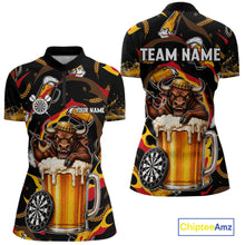 Load image into Gallery viewer, Angry Bull Beer women's quarter zip dart jersey custom dart team uniform