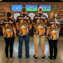 Load image into Gallery viewer, Men women dart team wearing Alligator Beer professional dart jerseys for league and tournament events