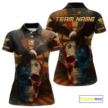 Load image into Gallery viewer, Custom Eagle Retro Patriotic Dart Polo Shirt For Women Outfit US Flag Grunge Dart Jerseys NYN1416