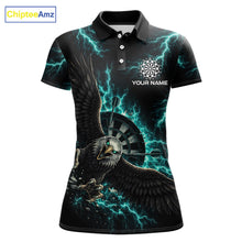 Load image into Gallery viewer, Thunder Teal Eagle Cracked Dartboard Dart Polo Shirts For Women Custom Team Name For Darters NYN2699