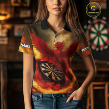 Load image into Gallery viewer, Red Phoenix &amp; Flame Dartboard Wonen's Darts Polo Shirt - Custom Name For Players NYN0765
