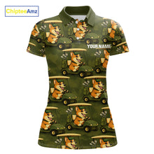 Load image into Gallery viewer, Funny Women Golf Polo Shirt Custom Brown And Green Golfing Dog Pattern Golf Clothing Shirts NYN2872