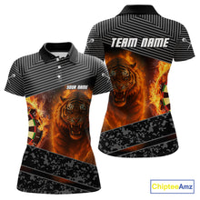Load image into Gallery viewer, Custom Women's Darts Shirts With Fiery Tiger &amp; Flaming Dartboard, Darts Jersey NYN0299