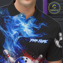 Load image into Gallery viewer, Personalized Fire Flame Texas Flag Tornado Bowling Team Shirts For Men Patriotic Bowling Gifts NYN2722