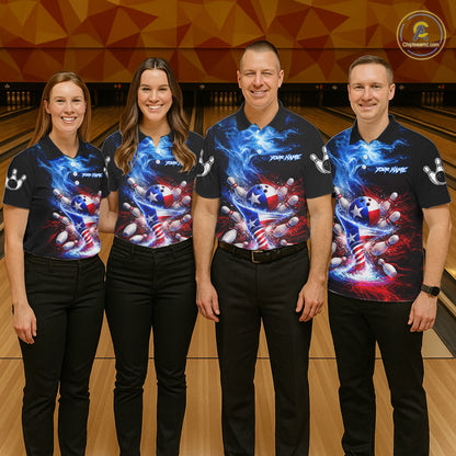 Personalized Fire Flame Texas Flag Tornado Bowling Team Shirts For Men Patriotic Bowling Gifts NYN2722