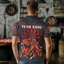 Load image into Gallery viewer, Custom Red Grunge Dart Polo &amp; Quarter Zip Shirt For Men Dinosaur Funny Darts Team Jersey NYN2868