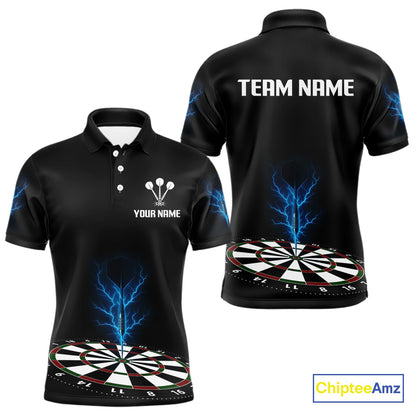 Men’s Darts Team Shirt Colorful Dartboard With Navy Thunder Lightning Dart Arrow NYN0301