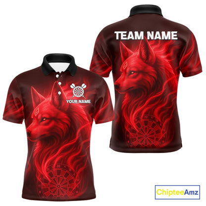 Red Flaming Wolf Dartboard Darts Shirt For Men - Custom Team Jersey For Players NYN0574