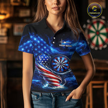 Load image into Gallery viewer, American Flag Dartboard Tornado Women Darts Polo Shirt Custom Patriotic Funny Dart Team Jerseys NYN2525