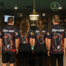 Load image into Gallery viewer, Fire Flame 8 Ball Pool Women Billiard Shirt Custom Red Grunge Grim Reaper Billiard Jersey For Pooler NYN3087