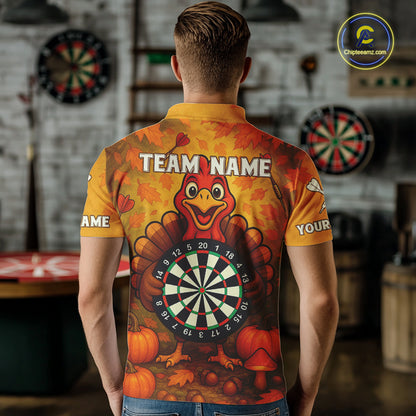 Custom Funny Turkey Dartboard Dart Polo Shirt For Men Autumn Thanksgiving Dart Jersey NYN1457