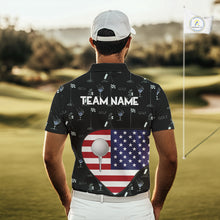 Load image into Gallery viewer, Personalized American Flag Mens Golf Polo Shirts Custom Patriotic Golf Ball Team Jerseys NYN3096