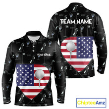 Load image into Gallery viewer, Personalized American Flag Mens Golf Polo Shirts Custom Patriotic Golf Ball Team Jerseys NYN3096