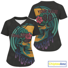 Load image into Gallery viewer, Custom Colorful Skull Flower Baseball Halloween Shirt For Women Outfits Baseball Jerseys NYN1470